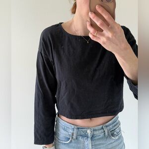 Madewell Black Long Sleeve Crop Top